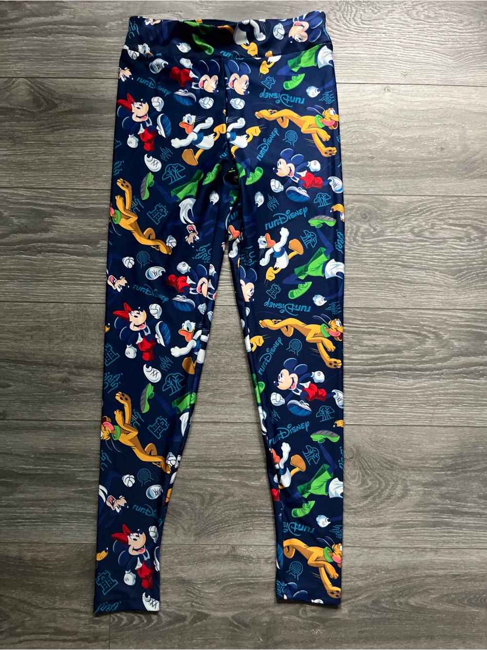Run Disney Blue Mickey Minnie Donald Goofy Active Gym Workout Exercise Leggings